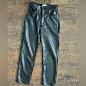 Abercrombie The Ankle Straight Ultra High Rise Black Vegan Leather Pants